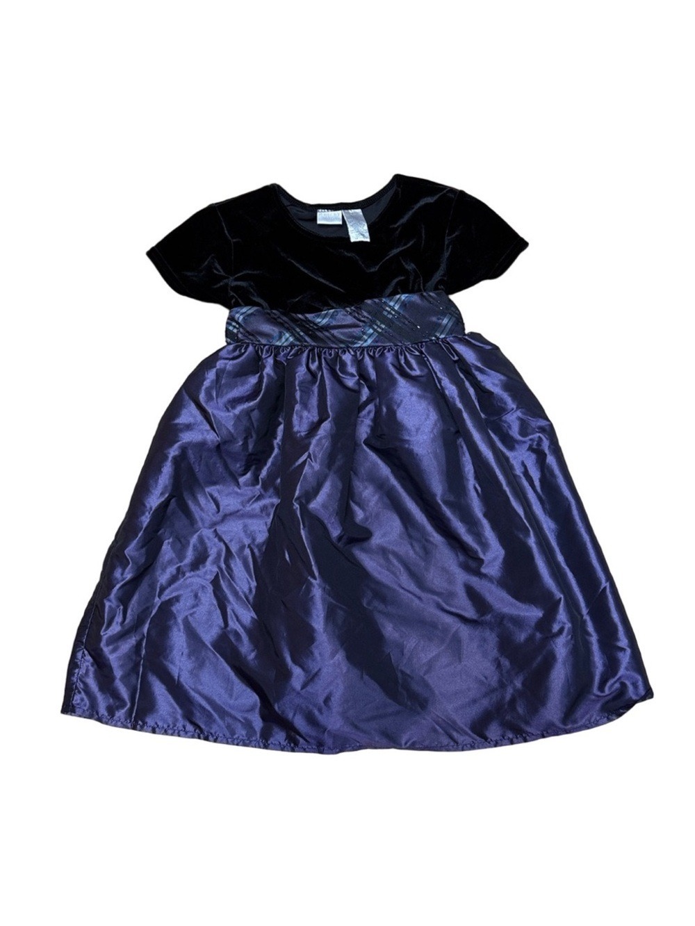 Perfectly Dressed Girls Size 6 Black Purple Velvet Holiday Party Dress